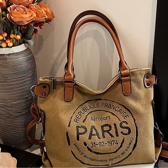 Brown Paris Print Crossbody/Shoulder Bag - Picture 9 of 11